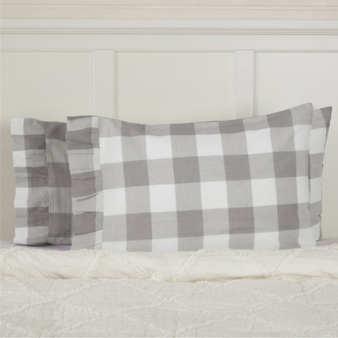 Madison Check Gray King Pillow Case Set of 2 37Lx21W+4