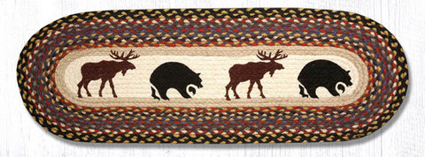 OP-43 Bear/Moose Oval Table Runner 13"x36"
