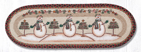 OP-81 Moon & Star Snowman Oval Table Runner 13"x36"