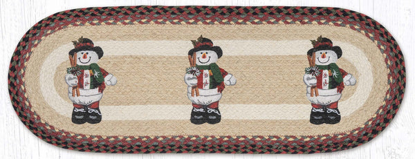 OP-81 Snowman in Top Hat Oval Table Runner 13"x36"