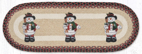OP-81 Snowman in Top Hat Oval Table Runner 13"x36"