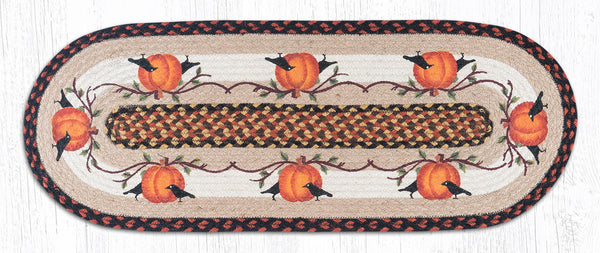 OP-222 Pumpkin Crow Oval Table Runner 13"x36"