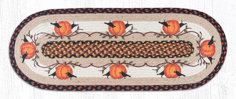 OP-222 Pumpkin Crow Oval Table Runner 13"x36"