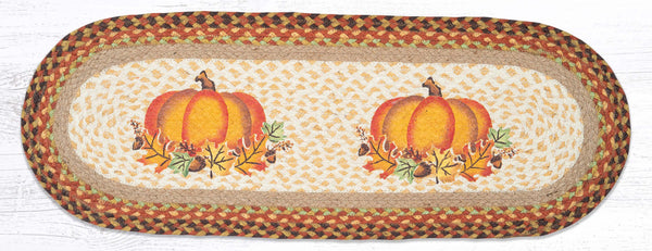 OP-222 Pumpkin Leaf Oval Table Runner 13"x36"