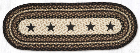 OP-313 Black Stars Oval Table Runner 13"x36"