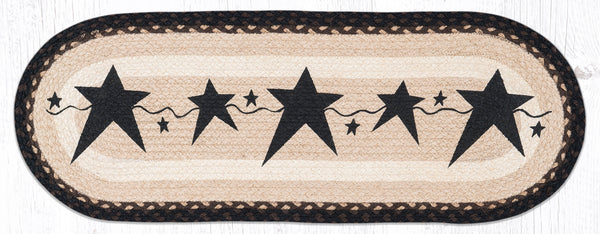 OP-313 Primitive Stars Black Oval Table Runner 13"x36"