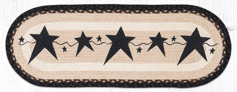 OP-313 Primitive Stars Black Oval Table Runner 13"x36"