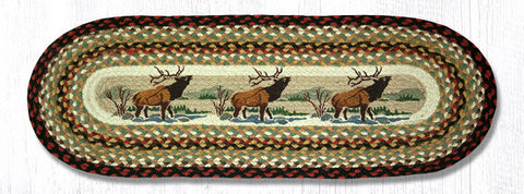 OP-319 Winter Elk Oval Table Runner 13"x36"