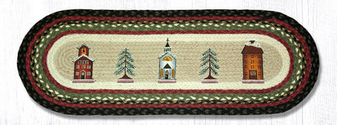 OP-338 Winter Village Oval Table Runner 13"x36"
