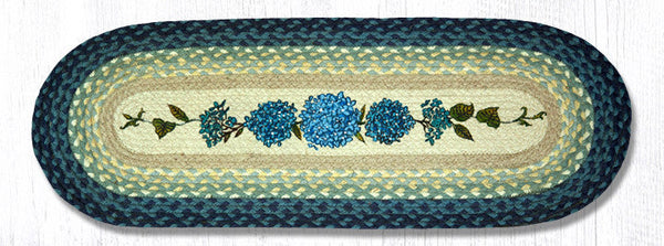 OP-362 Blue Hydrangea Oval Table Runner 13"x36"