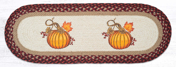 OP-417 Autumn Pumpkin Oval Table Runner 13"x36"