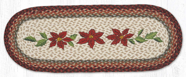 OP-417 Primitive Poinsettia Oval Table Runner 13"x36"