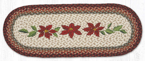 OP-417 Primitive Poinsettia Oval Table Runner 13"x36"