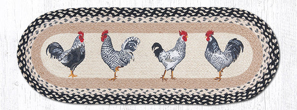 OP-430 Roosters Oval Table Runner 13"x36"