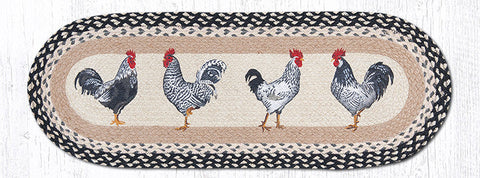 OP-430 Roosters Oval Table Runner 13"x36"