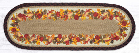 OP-431 Autumn Wreath Oval Table Runner 13"x36"