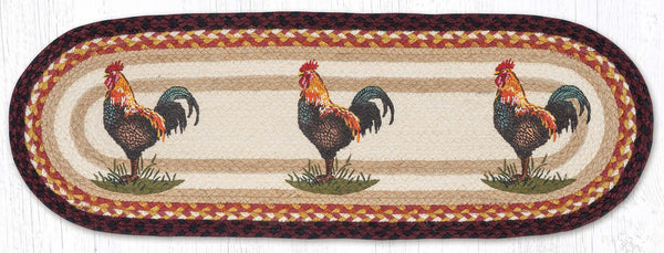 OP-471 Rustic Rooster Oval Table Runner 13"x36"
