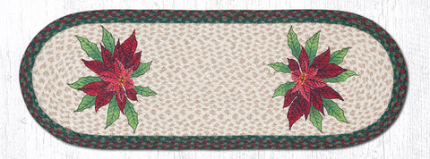 OP-508 Poinsettias Oval Table Runner 13"x36"