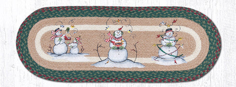 OP-508 Snowmen Oval Table Runner 13"x36"