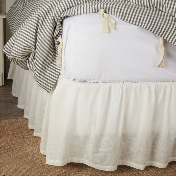 Antique Muslin White Twin Bed Skirt 76Lx39Wx16