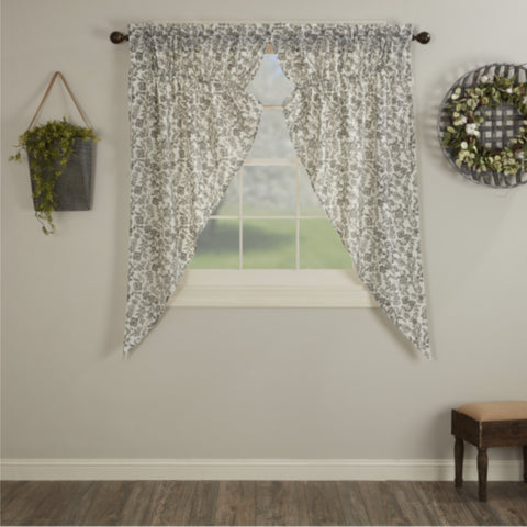 Gray Gables Floral Prairie Curtain Set of 2 63Lx36Wx18