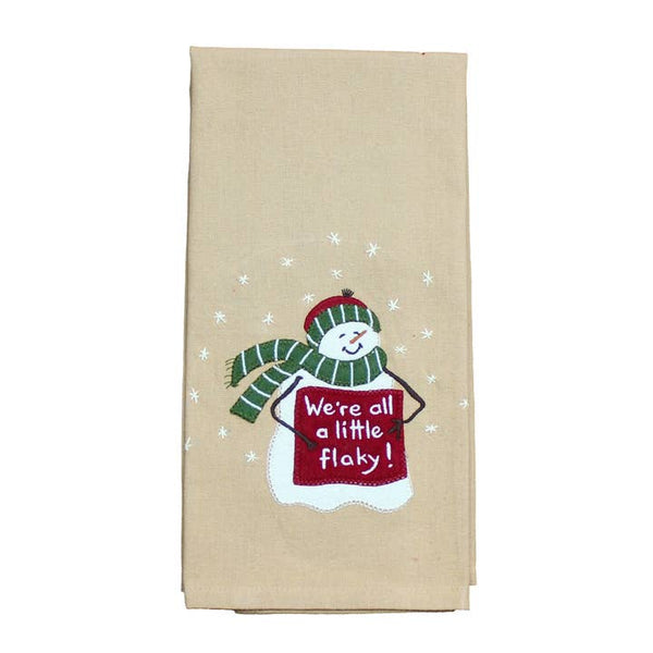 We're All A Little Flaky Nutmeg Towel Set of 2 | Primitive Snowman Kitchen Towels