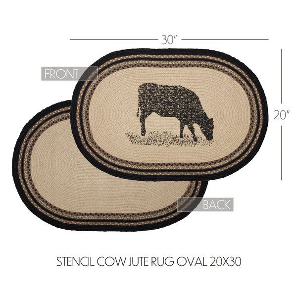 Sawyer Mill Charcoal Cow Jute Rug Oval 20x30