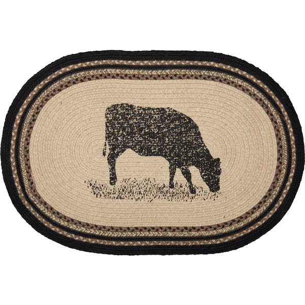 Sawyer Mill Charcoal Cow Jute Rug Oval 20x30