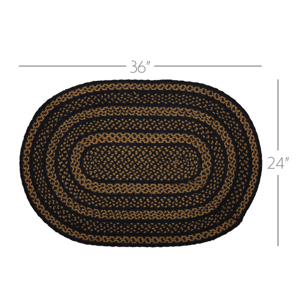 Black & Tan Jute Rug Oval 24x36