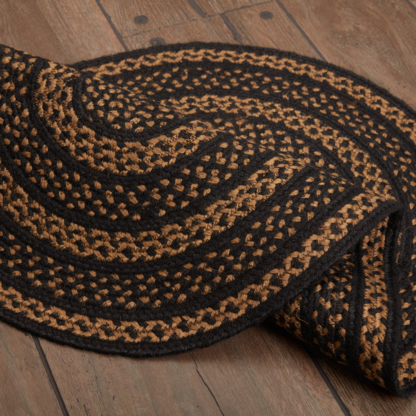 Black & Tan Jute Rug Oval 24x36