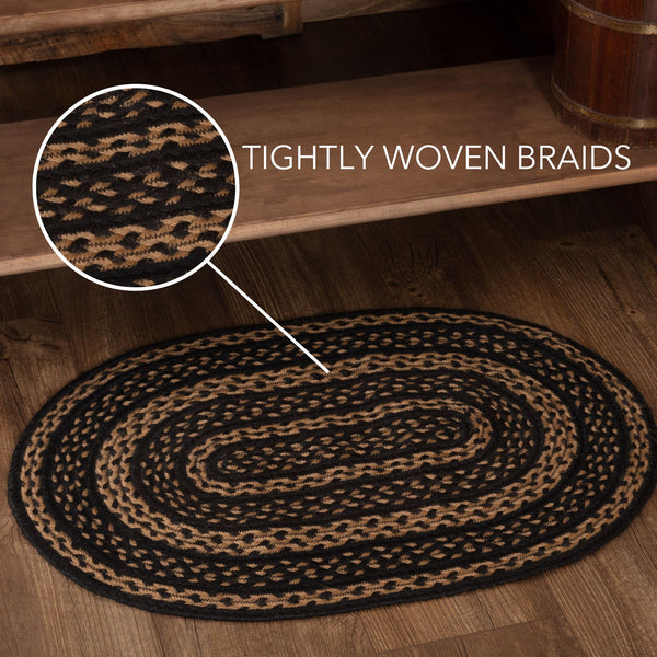 Black & Tan Jute Rug Oval 24x36