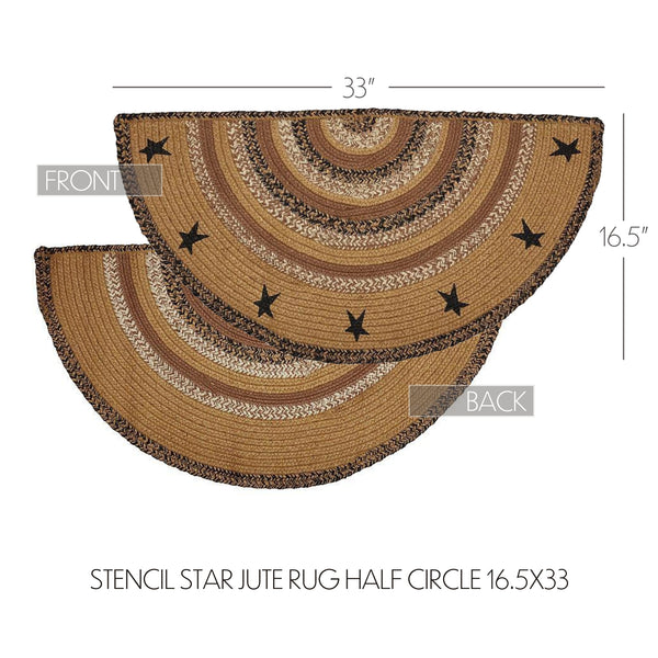 Kettle Grove Jute Rug Half Circle Stencil Stars 16.5x33