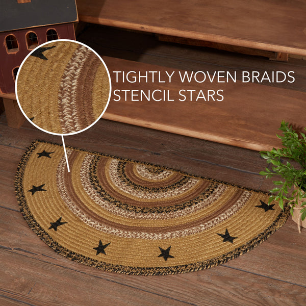Kettle Grove Jute Rug Half Circle Stencil Stars 16.5x33