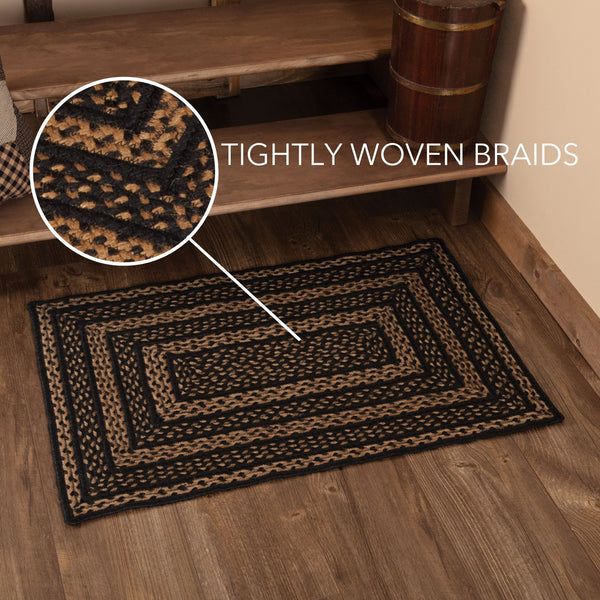 Black & Tan Jute Rug Rect 24x36