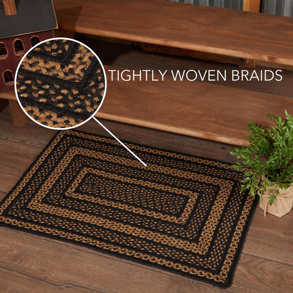 Black & Tan Jute Rug Rect 20x30