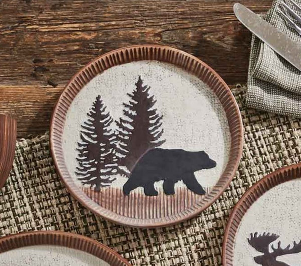 The Wilderness Trail Bear Salad Plate bring a charming touch of the wilderness to your kitchen and add a rustic feel! Complete the look with the coordinating Wilderness Trail Moose Salad Plates and Wilderness Trail Mugs!