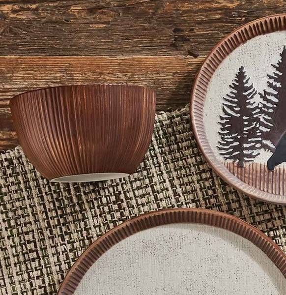 The Wilderness Trail Cereal Bowl bring a charming touch of the wilderness to your kitchen and add a rustic feel! Complete the look with the coordinating Wilderness Trail Dinner Plates and Wilderness Trail Mugs!