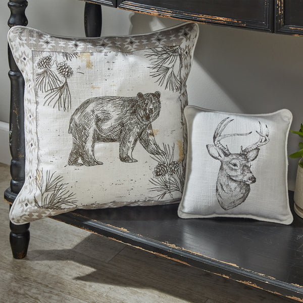 Add a beautiful accent to your holiday decor with the Wild and Beautiful Bear Embroidered Pillow! Featuring a detailed drawing of a deer, this pillow is sure to add woodland style to your home!