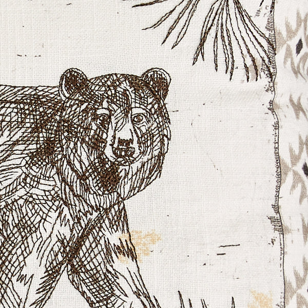 Wild and Beautiful Bear Embroidered Pillow 18" - Poly