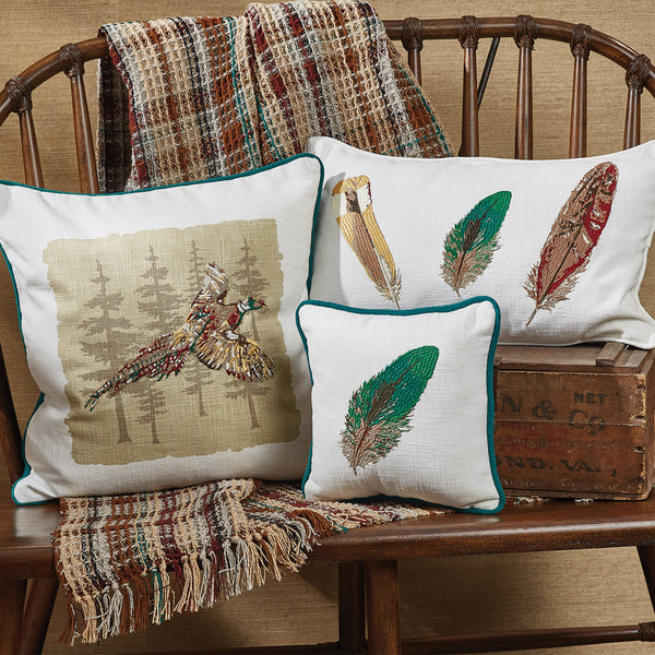 Pheasant Run Embroidered Pillow 12" X 20" - Poly