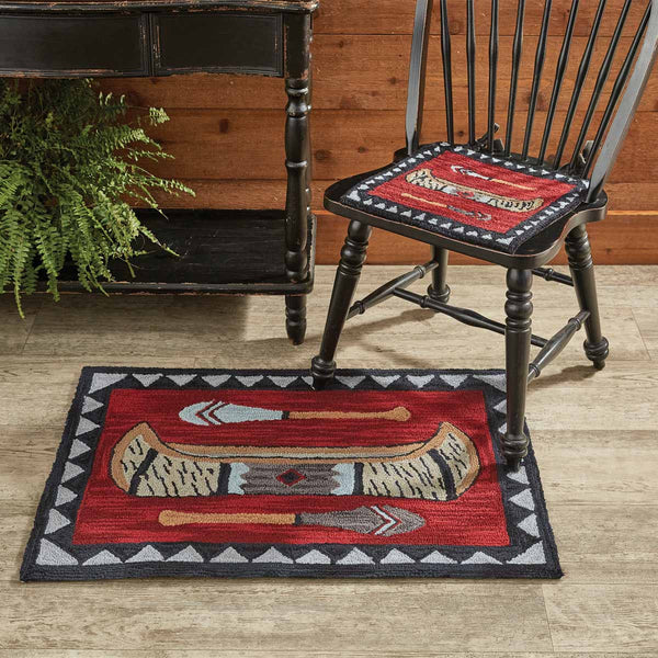 The Wilderness Canoe Hooked Rug is a great way to add an intricate design to your home while still maintaining your country style! Also available in 2' x 6', Wilderness Canoe Hooked Runner.