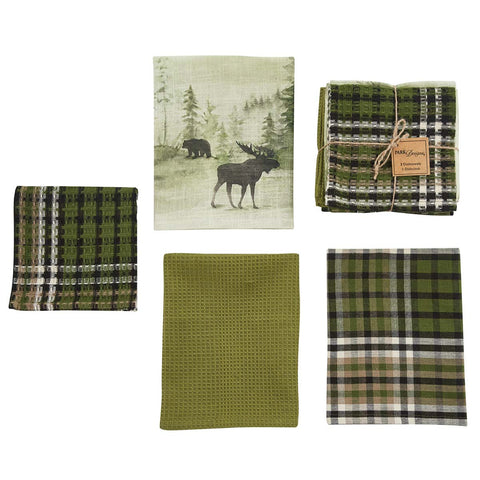 Watercolor Wildlife 3 Dishtowel/1 Dishcloth Set