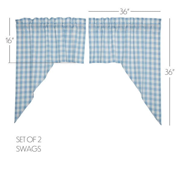 Annie Buffalo Blue Check Swag Set of 2 36x36x16