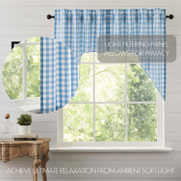 Annie Buffalo Blue Check Swag Set of 2 36x36x16