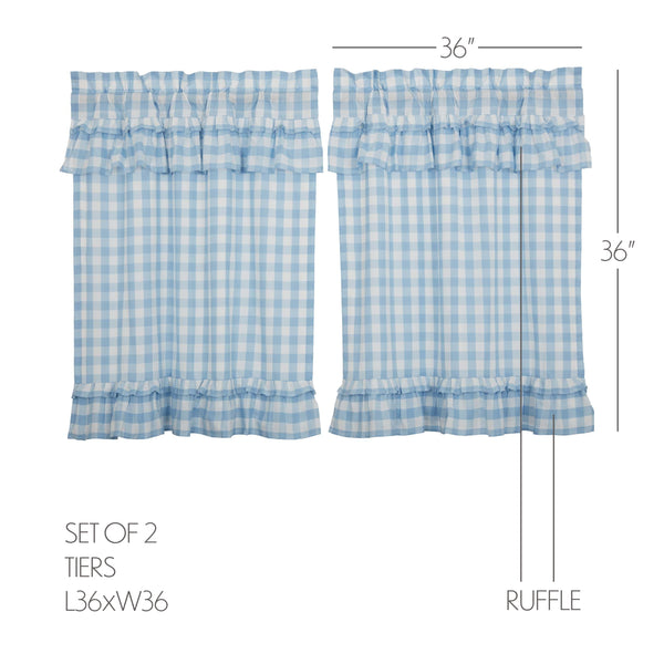 Annie Buffalo Blue Check Ruffled Tier Set of 2 L36xW36 - OPEN PACKAGE - CLEARANCE
