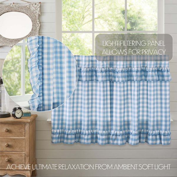 Annie Buffalo Blue Check Ruffled Tier Set of 2 L36xW36 - OPEN PACKAGE - CLEARANCE