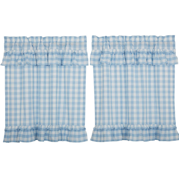 Annie Buffalo Blue Check Ruffled Tier Set of 2 L36xW36 - OPEN PACKAGE - CLEARANCE