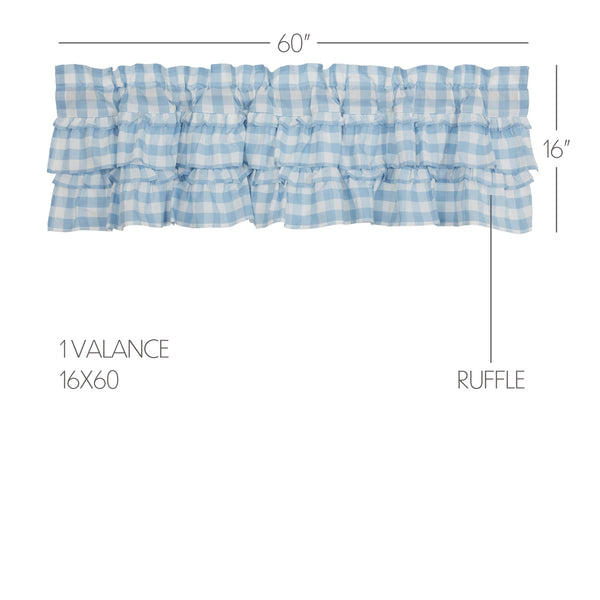 Annie Buffalo Blue Check Ruffled Valance 16x60
