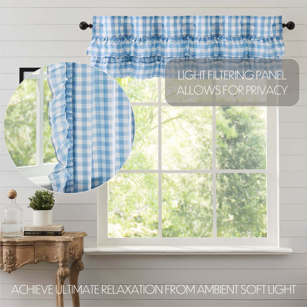 Annie Buffalo Blue Check Ruffled Valance 16x60