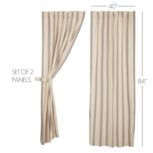 Grace Grain Sack Stripe Panel Set 84x40 – Farmhouse Curtains